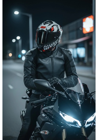 Gıvı 50.x Bones Beyaz / 1 Renkli 1 Şeffaf Vizörlü Motosiklet Kask Siyah Vizör + Şeffaf