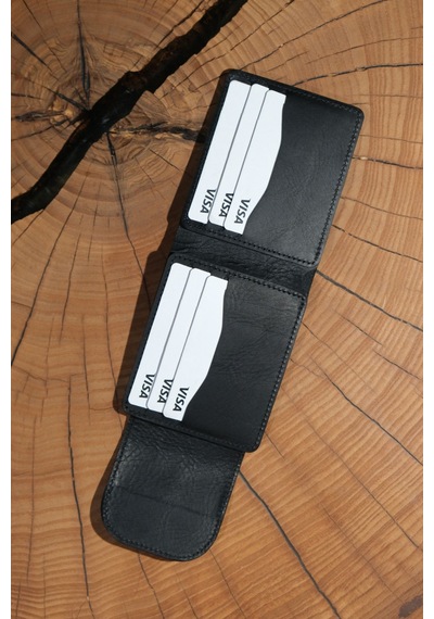 Lenax Leather Mono Hakiki Deri Erkek Cüzdan Gerçek Deri Kartlık Ve Bozuk Para Bölmeli Siyah