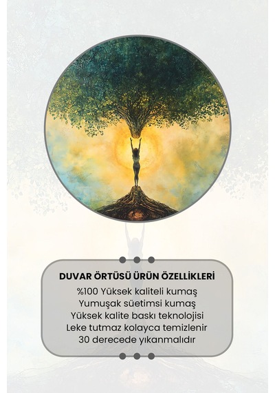 Hayat Ağacı Desenli Duvar Halısı Duvar Örtüsü Tapestry Süet Dokulu Kumaş