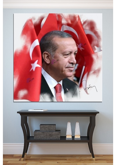Recep Tayyip Erdoğan Yağlıboya Efektli Başkan Erdoğan Rte Kanvas Tablo 7 Farklı Ölçü