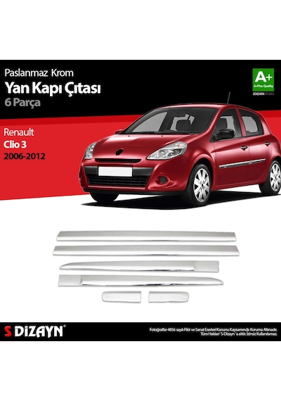 S-Dizayn  Renault Clio 3 Hb Krom Yan Kapı Çıtası 6 Prç 2006-2012