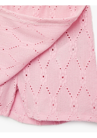 Koton Kruvaze Fistolu Brodeli Mini Şort Etek Pembe 6skg40005ak Gül