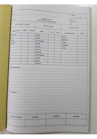 Detaylı Günlük Şantiye Rapor Defteri