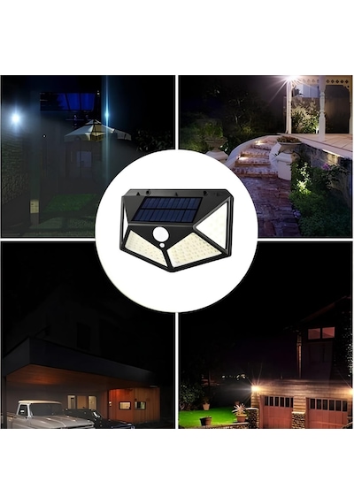 Jouis 100 Led Solar Güneş Enerjili Dış Mekan Duvar Lambası - Hareket Sensörlü Su Geçirmez Bahçe Aydınlatması, 3 Modlu 120 Derece Geniş Açılı Projektör Aplik