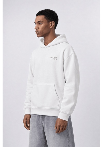 Respire Erkek Carpet Patch Detaylı Oversize Hoodie Ekru