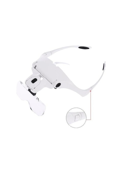 2 Led Işıklı Gözlük Tipi Büyüteç 5 Farklı Lens