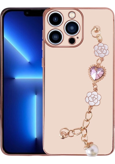 Apple Uyumlu iPhone 14 Pro Kılıf Çiçek Desenli Askılı Tutamaçlı Kamera Korumalı Kapak Taka