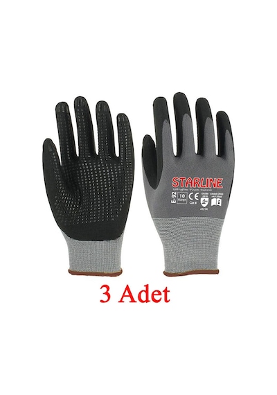 Starline E-92 Puanlı Mikro Köpük Nitril Eldiven Montaj Eldiveni No.9/large - 3 Adet