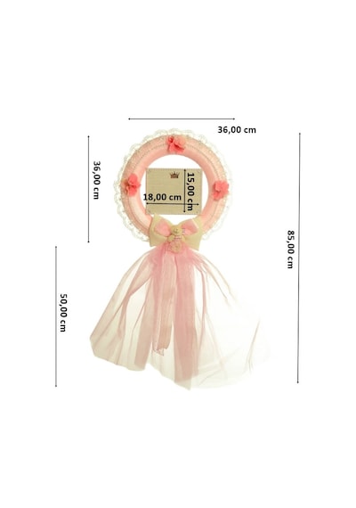 Süslebabypartystore Isimlikli Tüllü Halka Kapı Süsü, Pembe