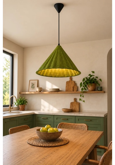 Modern Premium Bohem Yeşil Sarkıt Avizesi 50 Cm Mutfak Salon Oturma Odası Şık Modelleri E27 Duy