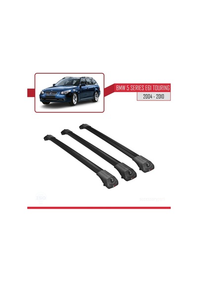 Bmw 5 Serisi E61 Tourıng 2004-2010 Arası İle Uyumlu Ace-1 Ara Atkı Tavan Barı Siyah 3 Adet Bar