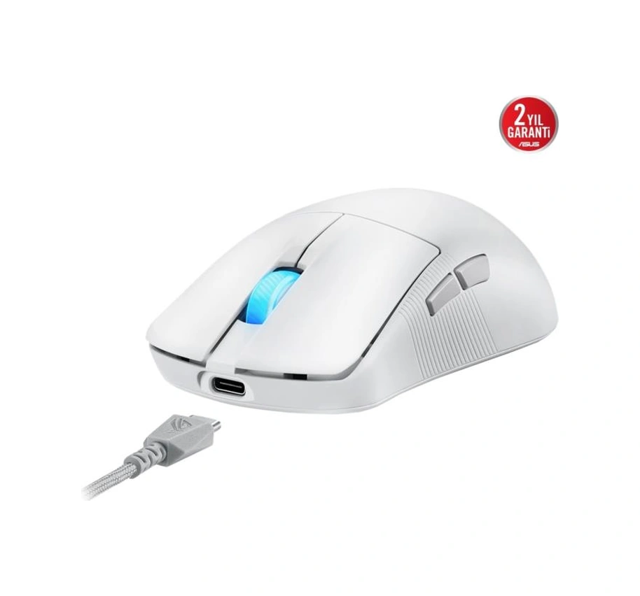 Asus Rog Harpe Ace Mini Beyaz Şarjlı Optik Kablolu/kablosuz Oyuncu Mouse 10L
