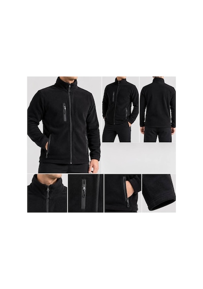 Riyal Textil 3 Cepli Polar Ceket Şık Ve Rahat Siyah Siyah