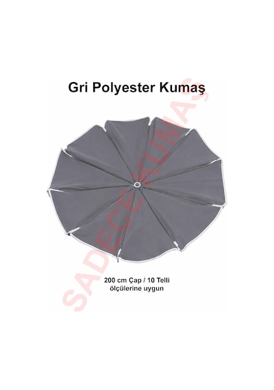 Gri Polyester Kumaş, 200 Cm / 10 Telli Plaj Şemsiyesi Uyumlu
