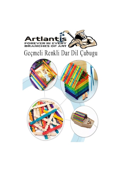 Renkli Geçmeli Dil Çubuğu Dar 100 Lü 1 Paket Çentikli Tırtıklı Geçirmeli Eklemeli Renkli Dondurma Çubuğu Kesik Uçlu Ahşap Çubuk