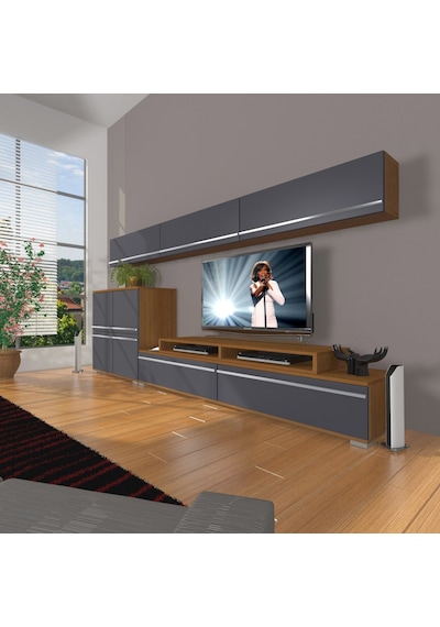Decoraktiv Ekoflex 8 Mdf Tv Ünitesi Tv Sehpası Ceviz - Antrasit