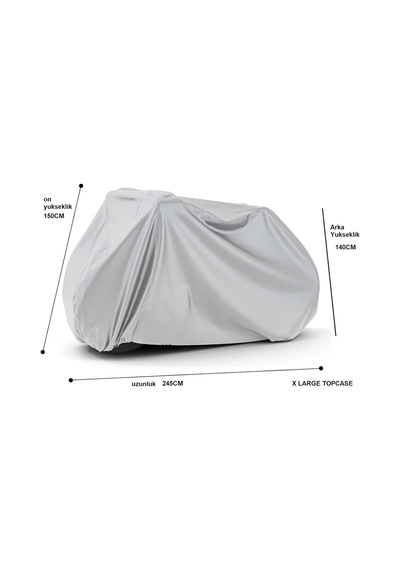 Bodygard Motosiklet Brandası Su Geçirmez Motor Branda - Gri Extra Large Topcase
