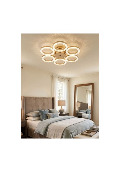 LumiaLighting Zero Model Gold Kumandalı 6"lı Ledli 3 Renk Modu Kristal Salon Mutfak Yatak Çocuk Odası Avize