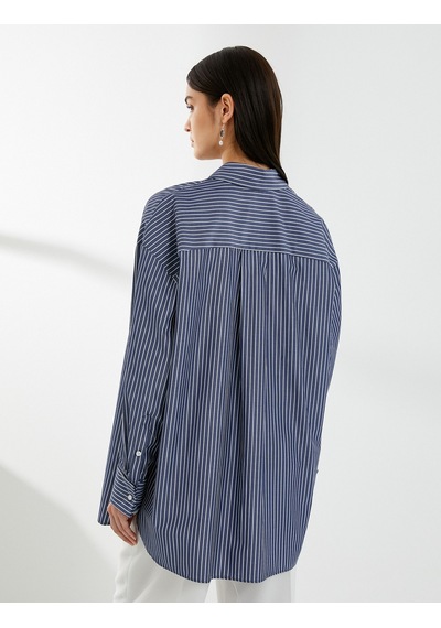 Koton Oversize Gömlek Uzun Kollu Düğmeli Cepli Lacivert Çizgili 4sak60194uw Çok Renkli Koton Oversize Gömlek Uzun Kollu Düğmeli Cepli Lacivert Çizgili 4sak60194uw Çok Renkli