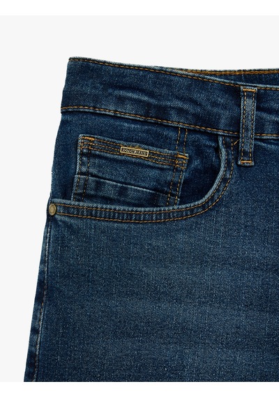 Koton Normal Bel Cepli Pamuklu Tapered Fit Jean Pantolon - Joe Jean Orta İndigo 7wam40317nd