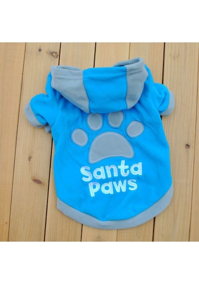 Köpek Ve Kedi İçin Polar Mavi Santa Paws Sweat Pet Kıyafet Kostüm Köpek Ve Kedi İçin Polar Mavi Santa Paws Sweat Pet Kıyafet Kostüm