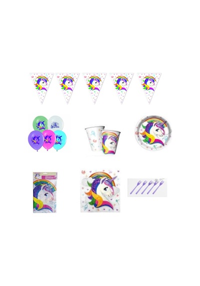 Unicorn Doğum Günü Süsleri Ve Parti Seti 8 Kişilik