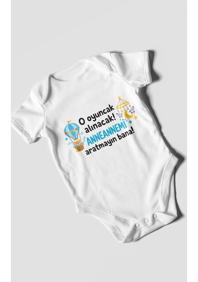 Morivokids Anneanneye Özel Kısa Kollu Bebek Body %100 Pamuk Zbn285-kk Beyaz