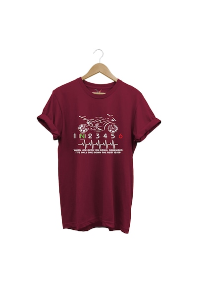 Hearth Beat Pulse Racing Motor Baskılı Tshirt Bordo