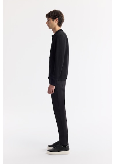 Avva Erkek Siyah Polo Yaka Düğmeli Rayon Tüylenmeyen Triko Regular Fit Hırka A51y5008