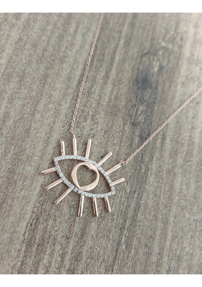 Taşsız Ra Gözü Gümüş Kolye Rose Gold
