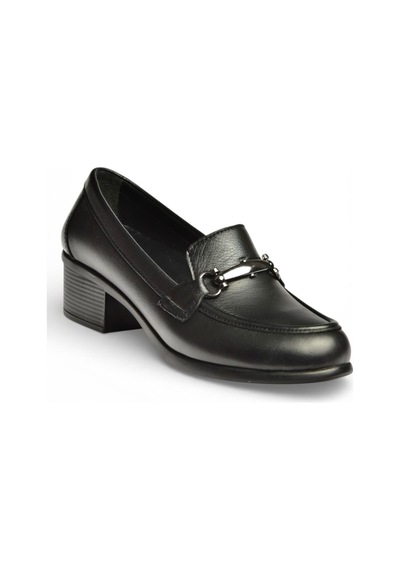 Fox Shoes Y555592003 Siyah Kalın Alçak Topuklu Kadın Ayakkabı Siyah