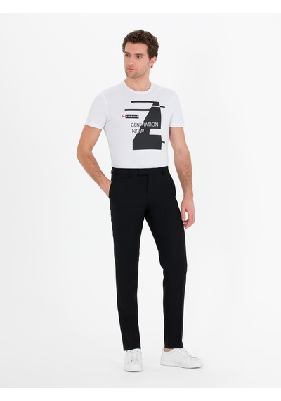 Beyaz Bisiklet Yaka Slim Fit T-shirt 15841036