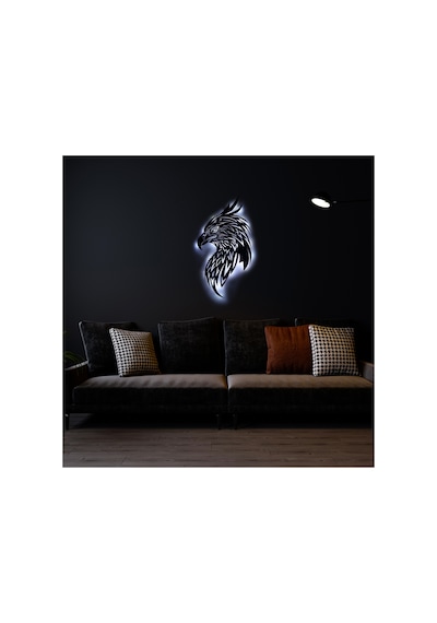 Ledli Işıklı Portre Kartal Figürlü Tablo Duvar Dekorlu Gece Lambası Beyaz - 737248546 Beyaz