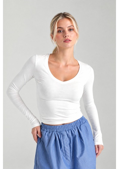 Cloudymood Kadın Ultra Soft V Yaka Bluz Günlük Kullanım Kombinlenebilir Ekru - 892430423 Ekru Cloudymood Kadın Ultra Soft V Yaka Bluz Günlük Kullanım Kombinlenebilir Ekru - 892430423 Ekru