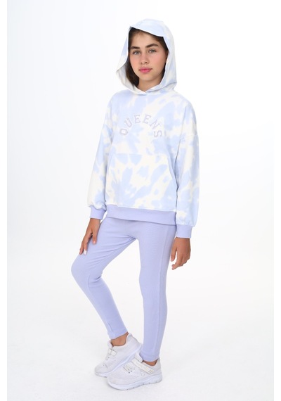 Toontoy Kids Toontoy Kız Çocuk 2'li Takım Baskılı Kapüşonlu Düşük Omuz Cepli Sweatshirt & Basic Düz Tayt Lila Toontoy Kids Toontoy Kız Çocuk 2'li Takım Baskılı Kapüşonlu Düşük Omuz Cepli Sweatshirt & Basic Düz Tayt Lila