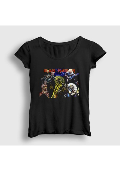 Presmono Kadın Band Iron Maiden T-shirt Siyah