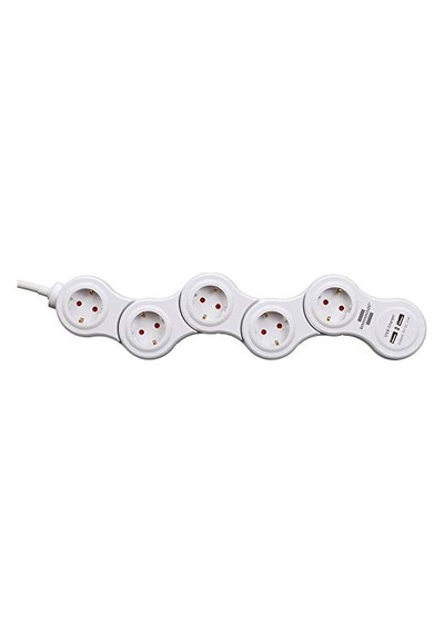 Vario Power Çoklu Priz, Usb Şarj Fonksiyonlu, Hareketli Çoklu Priz, 5 Kat 1,4 M Kablo, Şalterli Ve 2 Usb Şarj Soke 0