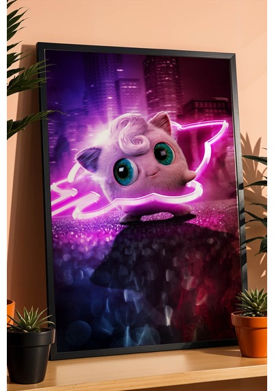Jigglypuff Neon Pembe Çerçeveli Tablo - Lüks Realistik Pokemon Anime Modern Sinematik Duvar Dekoru Siyah Jigglypuff Neon Pembe Çerçeveli Tablo - Lüks Realistik Pokemon Anime Modern Sinematik Duvar Dekoru Siyah