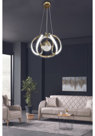 Arya Tek Toplu Led Avize 2 Mt - - Kumandalı / Gold Gold
