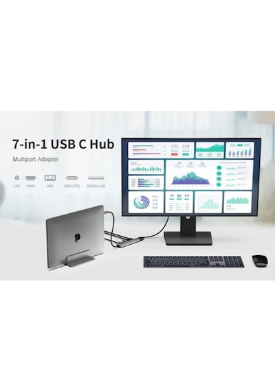 Daytona Cf08 Type C To Hdmı Sd Tf Usb 3.0 Pd Hub Çevirici Adaptör