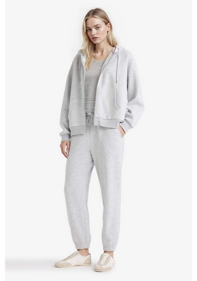 Defacto - Relax Fit Kapüşonlu Basıc Kalın Fermuarlı Sweatshirt C1809AX26SP Gri