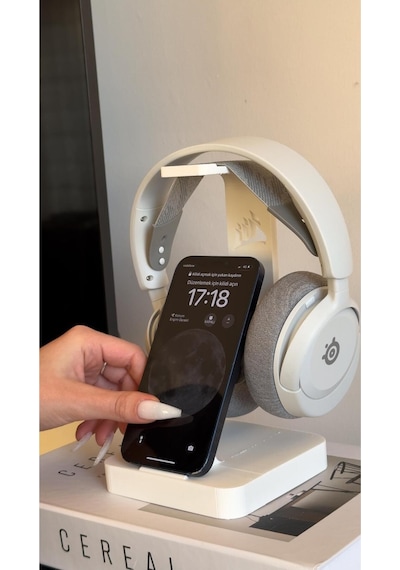 Çok İşlevli Kulaklık Ve Telefon Standı Şık Ve Düzenli Masa Alanı Beyaz