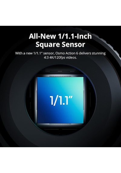 Djı Osmo Action 6 Gelişmiş Combo, 1/1.1 Kare Sensörlü Aksiyon Kamerası, F/2.0 F/4.0 Değişken Diyaframı, 2 Genel