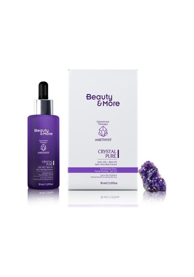Ametist Crystal Pure Canlandırıcı Ve Cilt Tonu Eşitleyici Yüz Peelingi 30 Ml Aha 10% + Bha 2%+ Salix Alba Bark Extract+ Ametist Powder