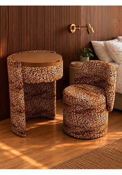 Luxeance Leopar Makyaj Masası Ve Berjer