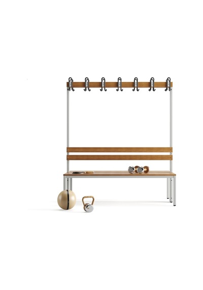Ayakkabılıksız 4 Ayaklı Çift Taraflı Bank, Kanca Şeritli Bank, 14 Kanca, 150x85x170 Cm, Spor Bankı