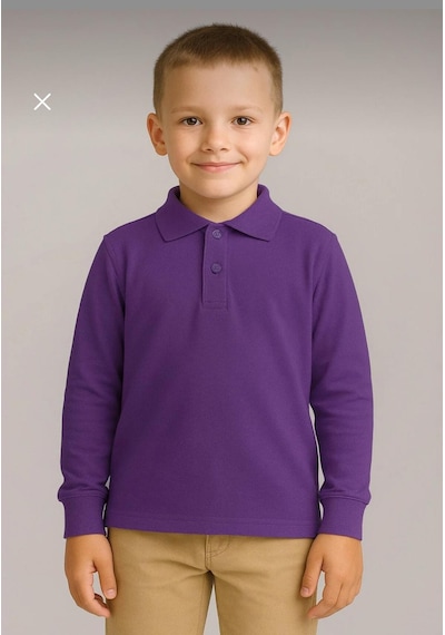 Dıgıl Kids Çocuk Polo Yaka Okul Tişörtü Uzun Kol Mor
