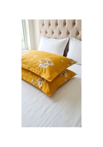 %100 Pamuklu Çiçek Desenli Volanlı Yastık Kılıfı 2 Adet 50x70 Cm Sarı - 864231967 Sarı