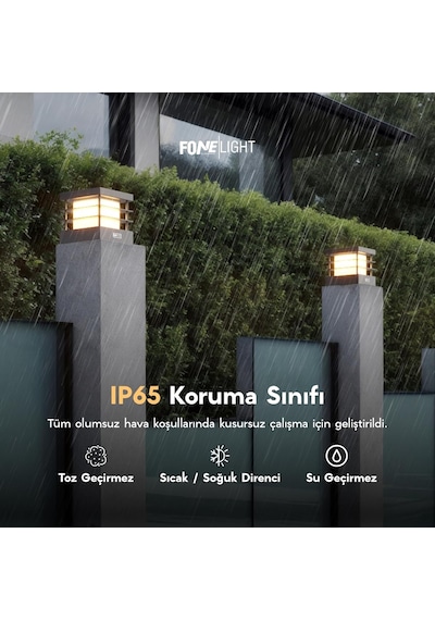 Fonelight Set Üstü Bahçe Aydınlatma 18x18 Cm Genişik Alüminyum Gövde, 3000k Sıcak Beyaz, Ip65