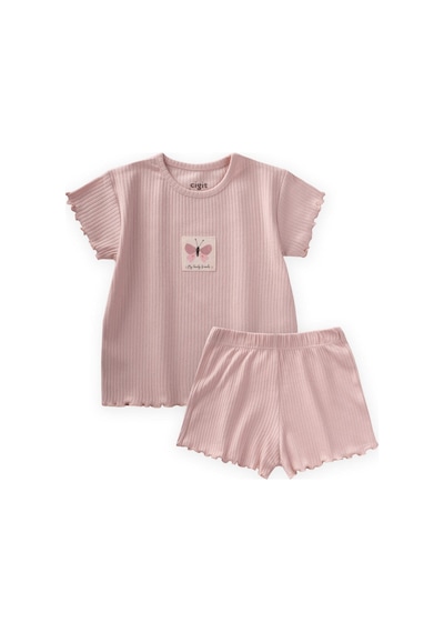 Cigit Fitilli Şortlu Takım 1-7 Yaş Pudra Pembe Pudra Pembe